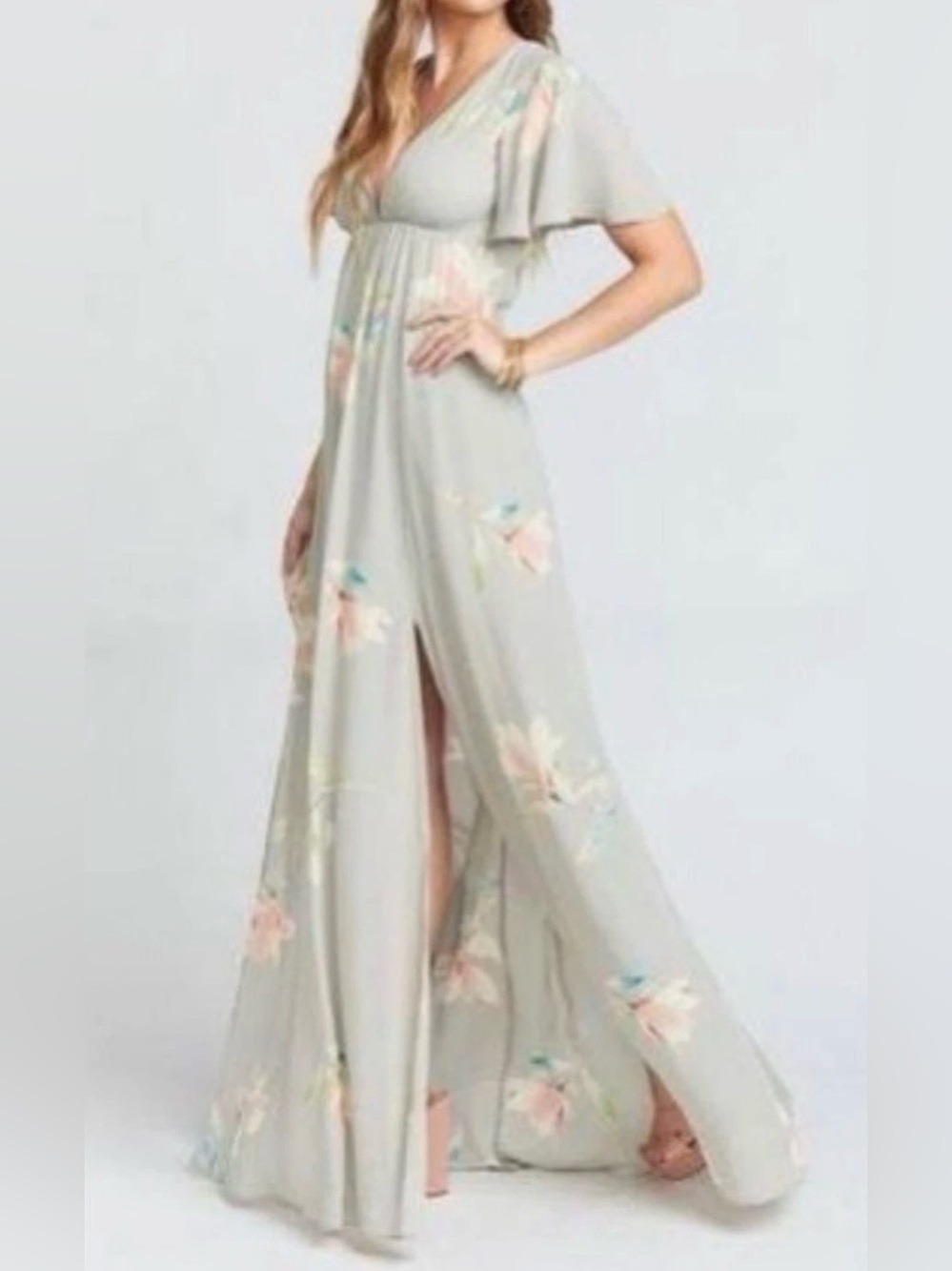 Show Me Your Mumu Faye Flutter Maxi Dress Lily Showers Floral, size XL